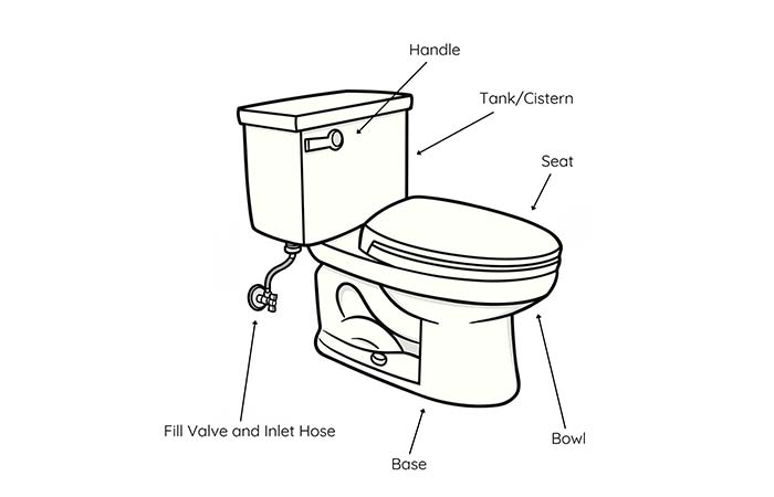 Floor-mounted toilet parts