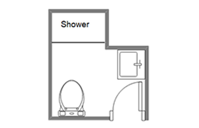 3-piece bathroom layout